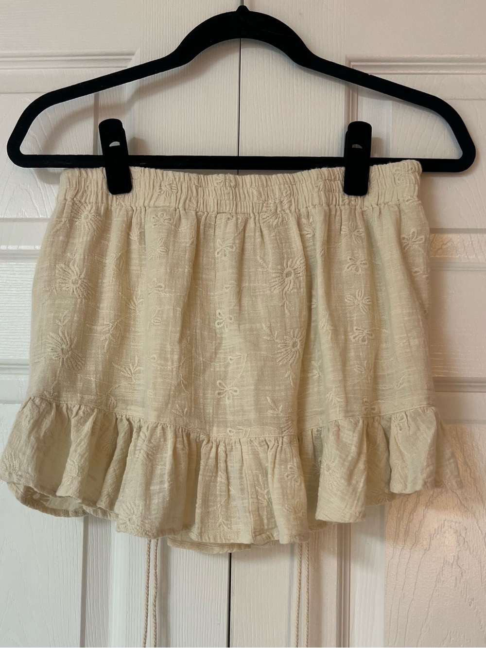 Beige Ruched Ruffle Mini Skirt - Picture 4 of 6